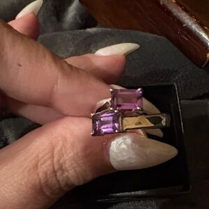 Genuine Amethyst Ring 2 CTW, size 7, .925 and Rhodium Band